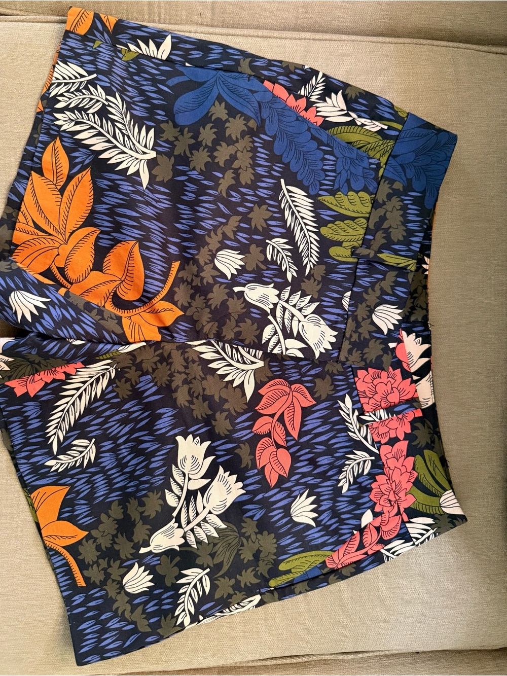 Floral A-Line Midi Skirt in Navy Multi